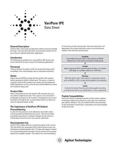 Agilent VariPure IPE Data Sheet - cover page