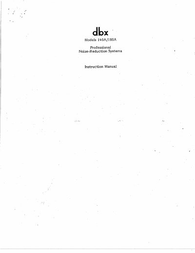 dbx 140A/180A Professional Noise-Reduction Systems Instruction Manual - cover page