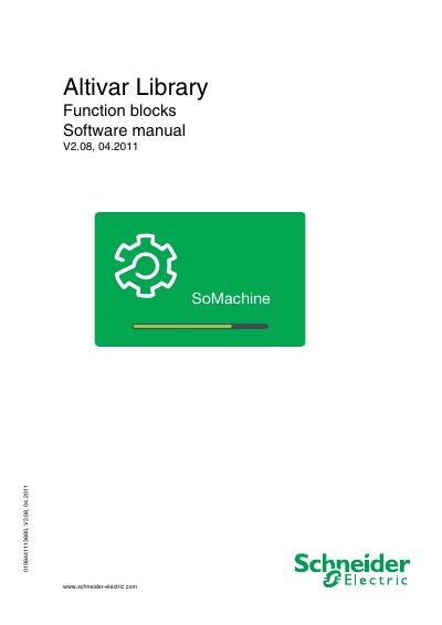 Schneider Altivar Library Function Blocks User Manual - cover page