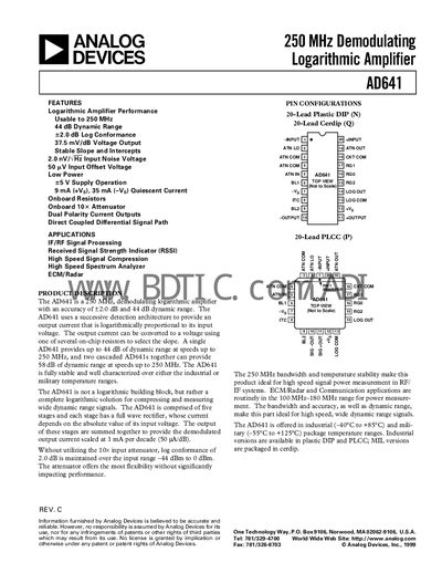 Analog Devices AD641 Datasheet - cover page
