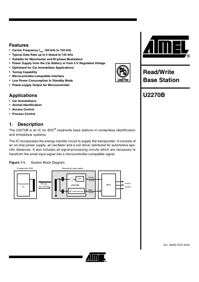 Atmel U2270B IC Datasheet - cover page
