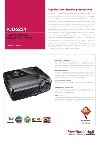 ViewSonic PJD6221 Projector User Manual - cover page