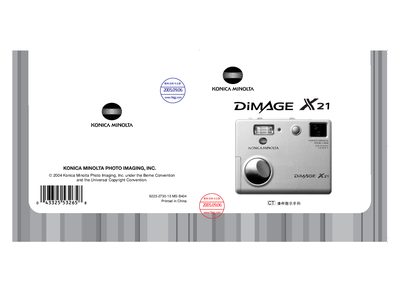 KONICA MINOLTA X21digital camera Manual - cover page