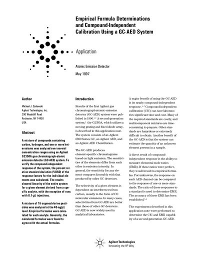 Agilent G2350A GC-AED Compound-Independent Calibration Application Note - cover page