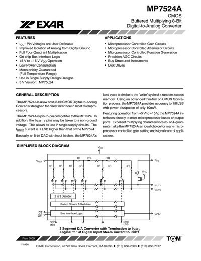 EXAR MP7524A Datasheet - cover page