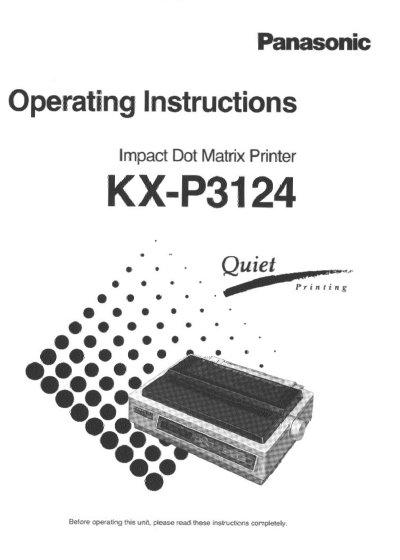Panasonic KX-P3124 Impact Dot Matrix Printer Operating Instructions - cover page