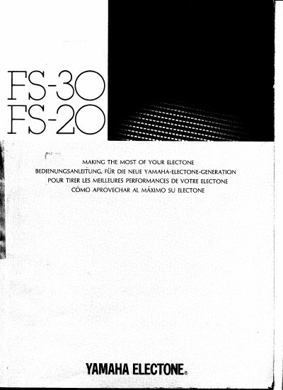Yamaha FS-30/20 Electone User Manual - cover page