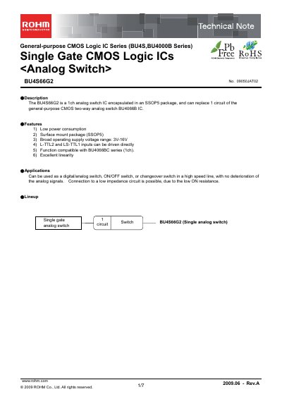 ROHM BU4S66G2 Technical Note - cover page