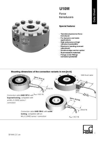 HBM U10M Force Transducer Datasheet