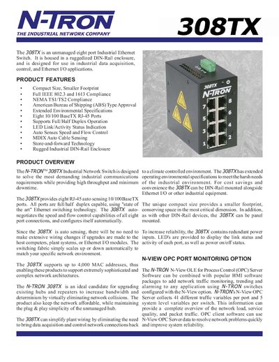 N-TRON 308TX Industrial Ethernet Switch Manual - cover page