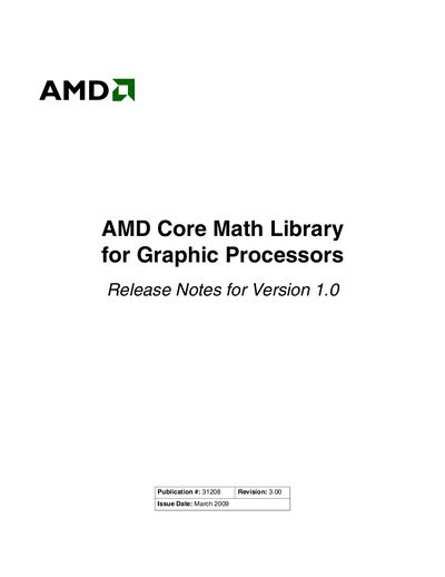 AMD ACML-GPU Software Library Release Notes - cover page