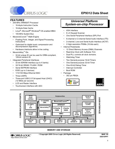 Cirrus Logic EP9312 Datasheet - cover page