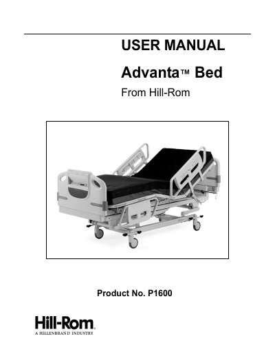 Hill-Rom Advanta P1600 Bed User Manual - cover page
