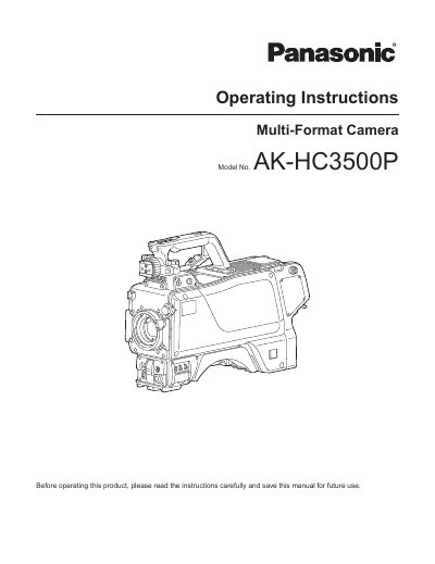 Panasonic AK-HC3500P Multi-Format Camera Operating Instructions - cover page