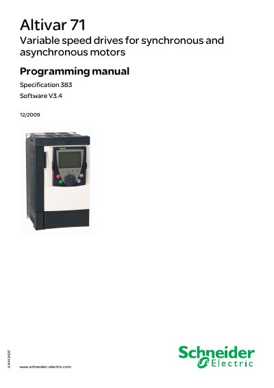 Schneider Electric Altivar 71 Programming Manual - cover page