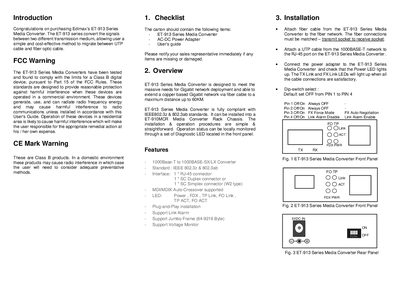 EDIMAX ET-913MSC/ET-913SSC1/ET-913SSC2/ET-913SSC3/ET-913SSC6 Media Converter-G user manual - cover page