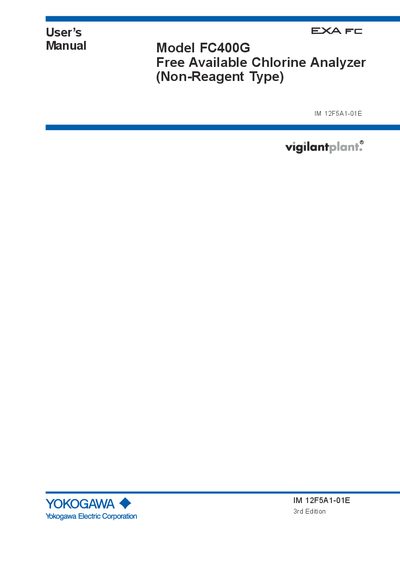 Yokogawa FC400G Free Available Chlorine Analyzer User Manual - cover page