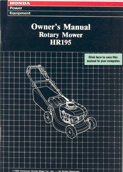 Honda HR195 Rotary Mower Owner's Manual - cover page