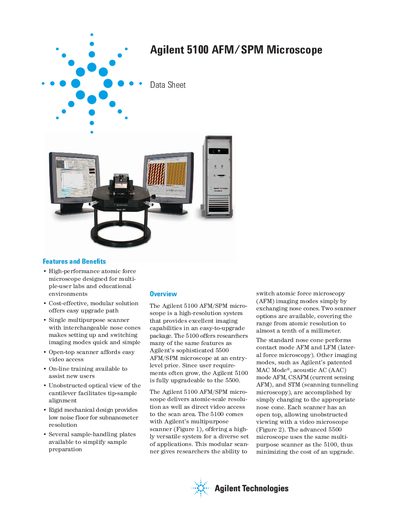Agilent 5100 AFM/SPM Microscope Data Sheet - cover page