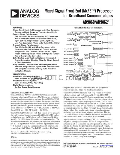 Analog Devices AD9860/AD9862 Mixed-Signal Front-End Processor Handbook - cover page