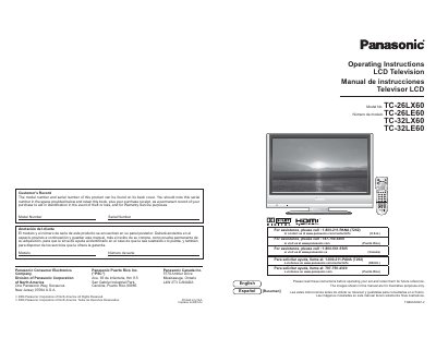 Panasonic TC-26LX60/TC-26LE60/TC-32LX60/TC-32LE60 LCD Television Operating Instructions - cover page