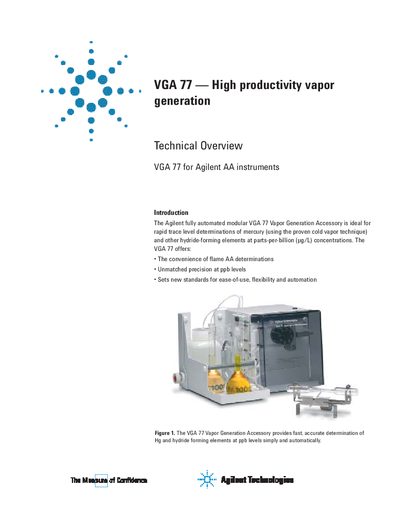 Agilent VGA 77 Vapor Generation Accessory Technical Overview - cover page