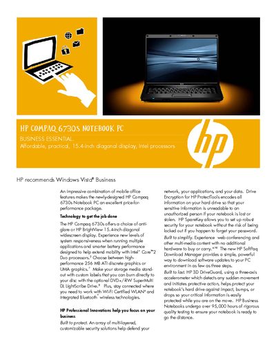 HP Compaq 6730s Notebook PC User Manual - cover page