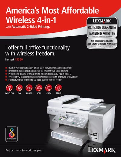 Lexmark X9350 All-in-One User Manual - cover page