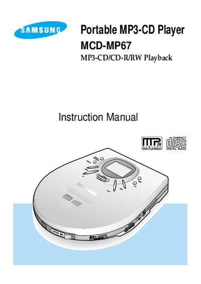 Samsung MCD-MP67 Portable MP3-CD Player User Manual - cover page