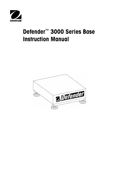 Ohaus Defender 3000 Series Base Instruction Manual - cover page