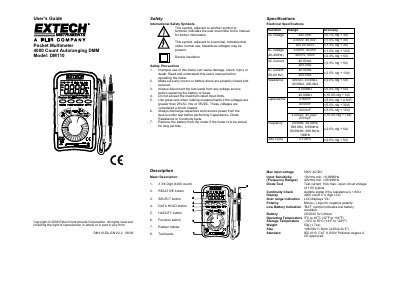 EXTECH 4000 Count Autoranging DMM Model: DM110 User Guide