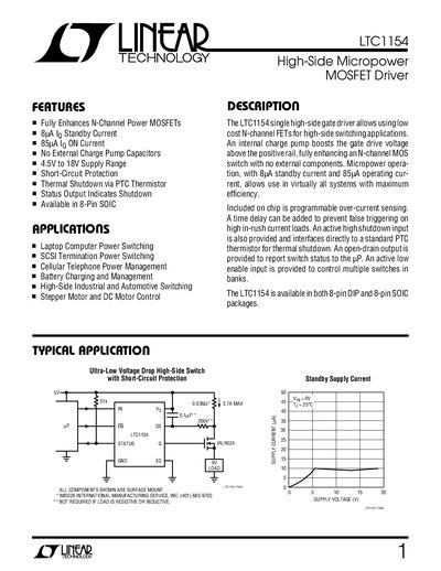 Linear Technology LTC1154 Datasheet - cover page