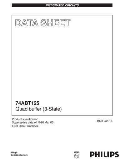Philips 74ABT125 Quad Buffer (3-State) Datasheet - cover page