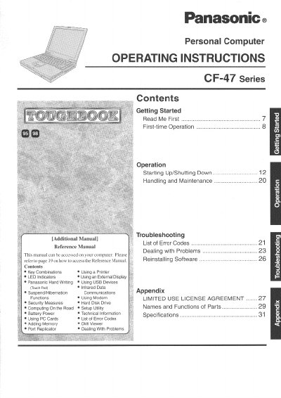 Panasonic CF47EY6GAAM Manual - cover page