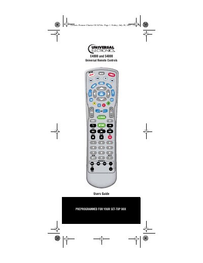 Universal Electronics C4000 / S4000 Universal Remote Controls User Guide - cover page