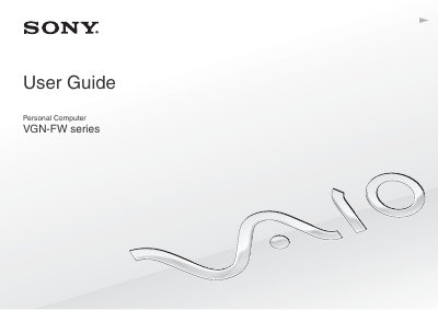 Sony VGN-FW Series User Guide - cover page