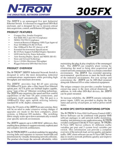 N-TRON 305FX Product Manual - cover page