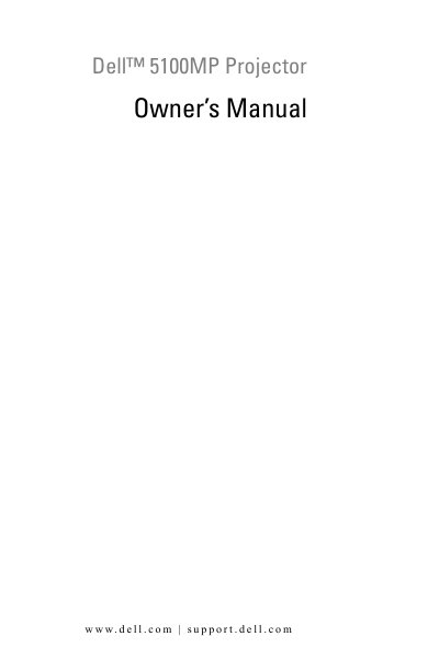 Dell 5100MP Projector Owner's Manual - cover page