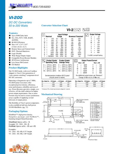 Vicor VI-200 DC-DC Converter Datasheet - cover page
