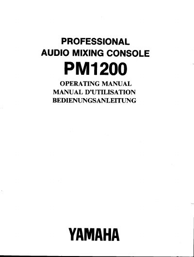 Yamaha PM1200 Series Mixing Console Operating Manual - cover page
