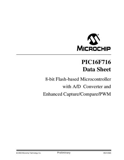Microchip PIC16F716 Datasheet