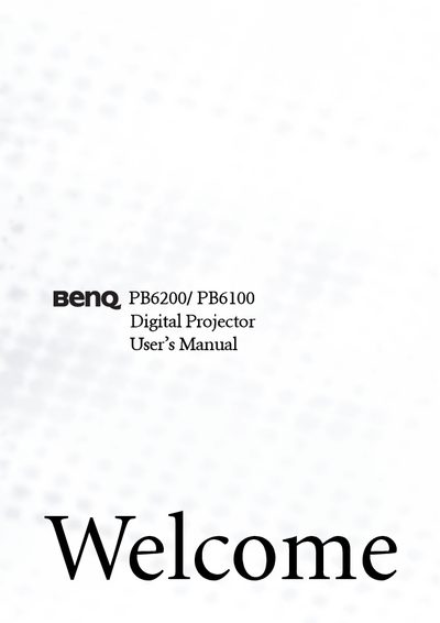 BenQ PB6200/PB6100 Digital Projector User's Manual - cover page