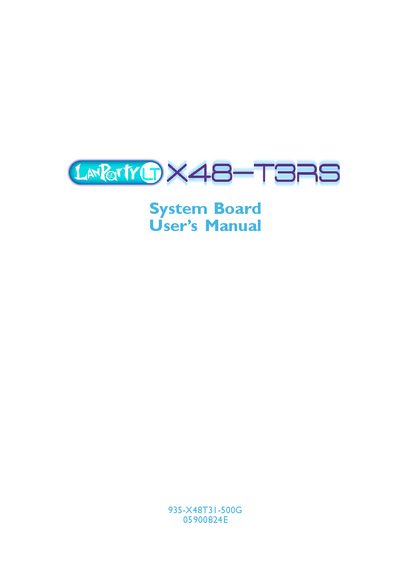 DFI X48-T3RS User Manual - cover page