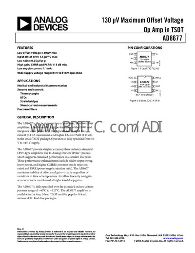 Analog Devices AD8677 Datasheet - cover page