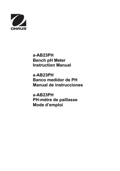 OHAUS a-AB23PH Bench pH Meter Instruction Manual - cover page