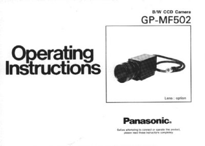 Panasonic GP-MF502 B/W CCD Camera Operating Instructions - cover page