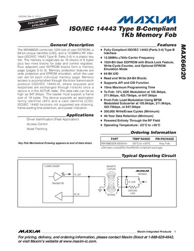 Maxim MAX66020 Handbook