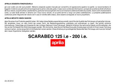 aprilia 894131 Scarabeo 125 ie - 200 ie MY2009 I-D-F-E Manual - cover page