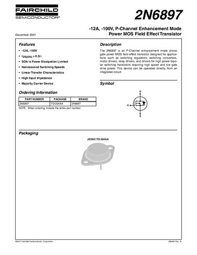 Fairchild 2N6897 Power MOSFET Datasheet - cover page