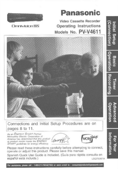 Panasonic PV-V4611 VCR Operating Instructions - cover page